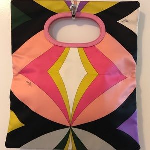 Emilio PUCCI handbag with pink leather handle.
